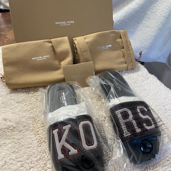 Michael Kors, Delphine Kors Varsity Calf Leather Slide Sandal, Women's Size 6 - Picture 3 of 4